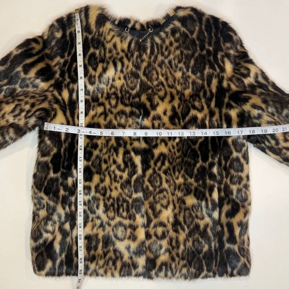 NWT KAREN MILLEN Super-Soft Faux Fur Leopard Print Lined Jacket w Pockets Sz 6 - Picture 8 of 16